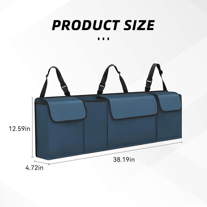 Tioollev Car Trunk Organizer, Backseat Hanging Large Storage with Adjustable Straps,Waterproof PVC Collapsible Cargo Bag, Car Interior Accessories for Auto SUV MPV (Blue) - Image 2